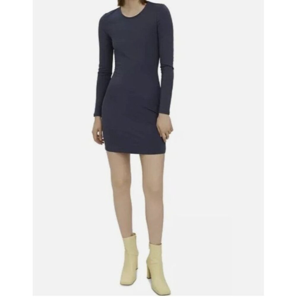 Vero Moda Long Sleeve Open Back Mini Dress Blue Medium New